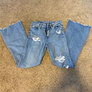 American Eagle Outfitters Light Blue Distressed Flare Jeans